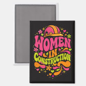Vrouwen in de bouw Retro Empowerment Magneet (Voorkant / Achterkant)