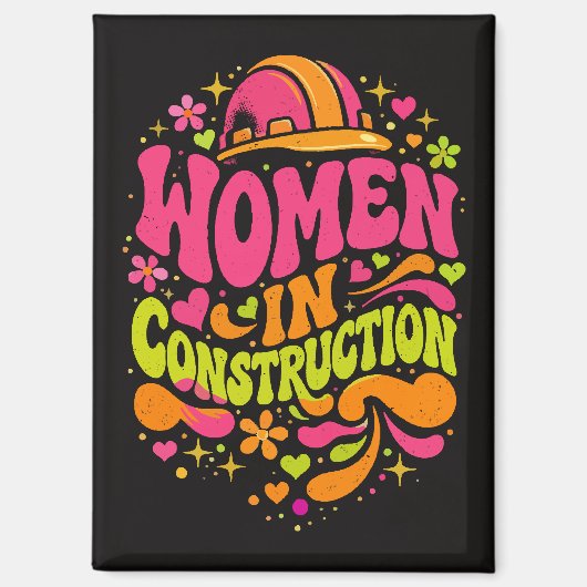 Vrouwen in de bouw Retro Empowerment Magneet (Voorkant)