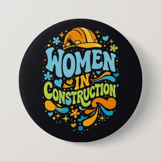 Vrouwen in de bouw Retro Empowerment Ronde Button 7,6 Cm (Voorkant)