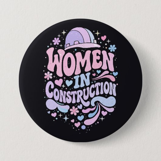 Vrouwen in de Bouw Retro Empowerment Ronde Button 7,6 Cm (Voorkant)