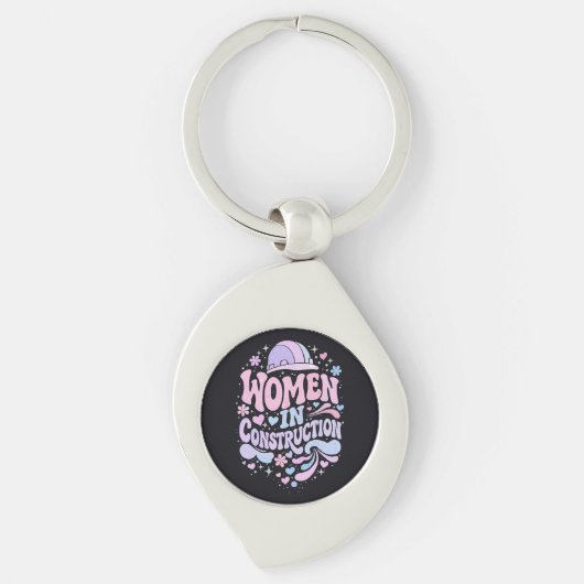Vrouwen in de Bouw Retro Empowerment Sleutelhanger (Voorkant)
