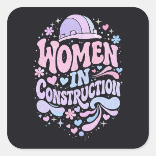 Vrouwen in de Bouw Retro Empowerment Vierkante Sticker