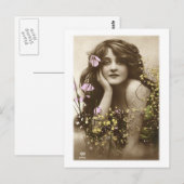  vrouwen in de detailhandel Victoriaans Bloemenmei Briefkaart (Voorkant / Achterkant)