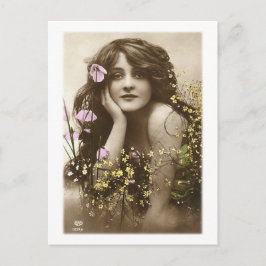vrouwen in de detailhandel Victoriaans Bloemenmei Briefkaart
