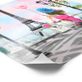 Vrouwen in de Eiffeltoren in Parijs Foto Afdruk (Hoek)