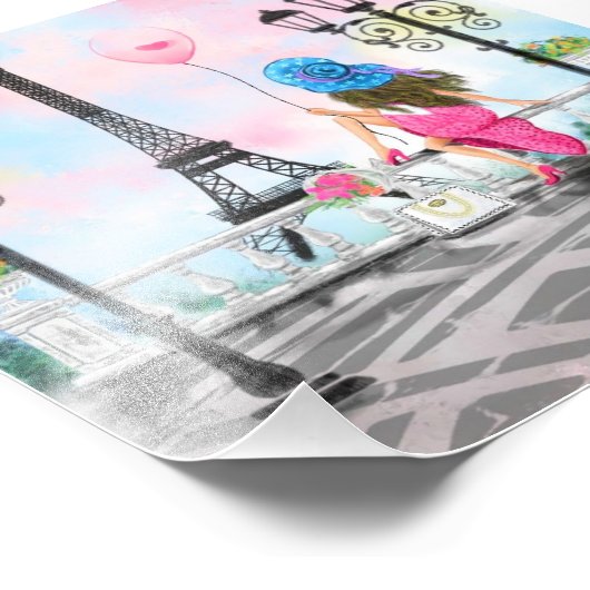 Vrouwen in de Eiffeltoren in Parijs Foto Afdruk (Hoek)