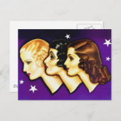  vrouwen in de kinderschoenen Kunst deco drie vrou Briefkaart (Voorkant / Achterkant)