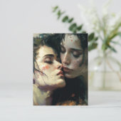 Vrouwen in de liefde, kleurrijk schilderen briefkaart (Staand voorkant)
