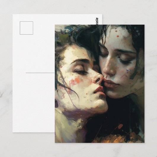 Vrouwen in de liefde, kleurrijk schilderen briefkaart (Voorkant / Achterkant)