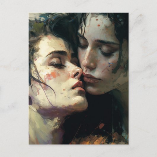 Vrouwen in de liefde, kleurrijk schilderen briefkaart (Voorkant)