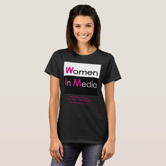 Vrouwen in de media T-shirt zwart (Voorkant volledig)