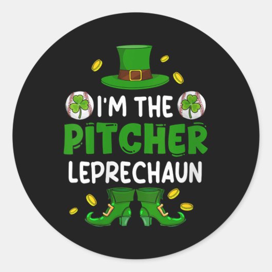 Vrouwen in de Pitcher Baseball St. Patricks Day Bo Ronde Sticker (Voorkant)