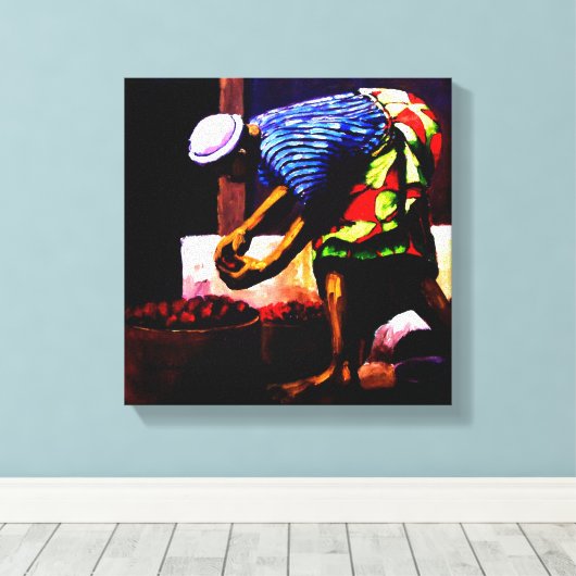 vrouwen in de put, MOJISOLA A GBADAMOSI OKUBULE Canvas Afdruk (Insitu (Houten vloer))