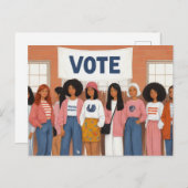 Vrouwen in de rij om te stemmen briefkaart (Voorkant / Achterkant)