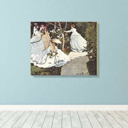 Vrouwen in de tuin door Claude Monet Canvas Afdruk (Insitu (Houten vloer))