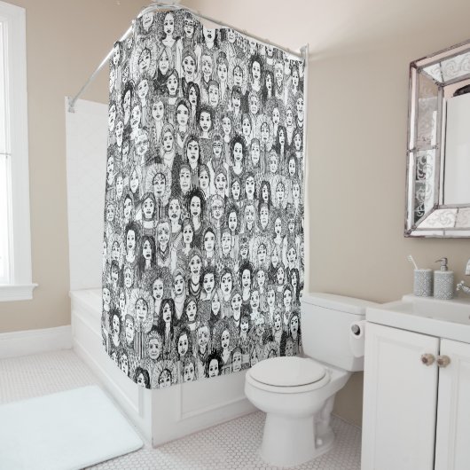 vrouwen in de wereld zwart wit douchegordijn (In situ)