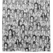 vrouwen in de wereld zwart wit douchegordijn (Voorkant)