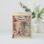 Vrouwen in de wolk boven de vijf mannen vechten briefkaart (Staand voorkant)