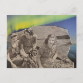 Vrouwen in een boot Noorderlicht Collage Briefkaart (Voorkant)