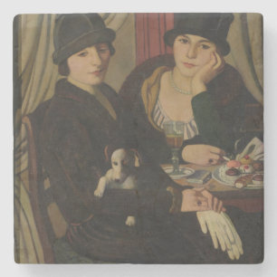 Vrouwen in een cafe, c.1924 stenen onderzetter