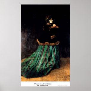 Vrouwen in een groene dress van Claude Monet Poster