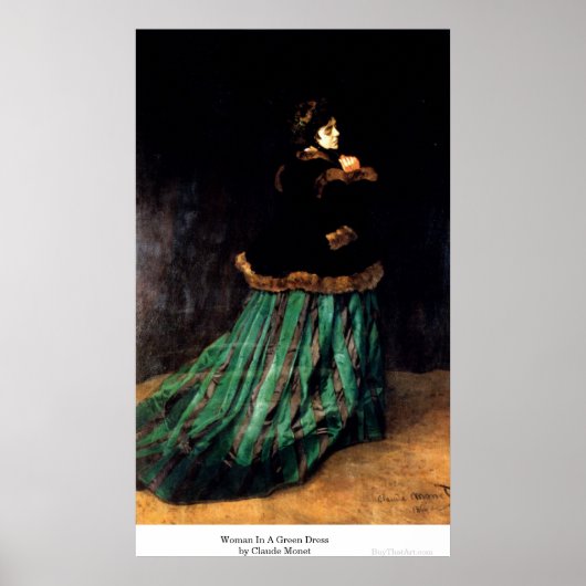 Vrouwen in een groene dress van Claude Monet Poster (Voorkant)
