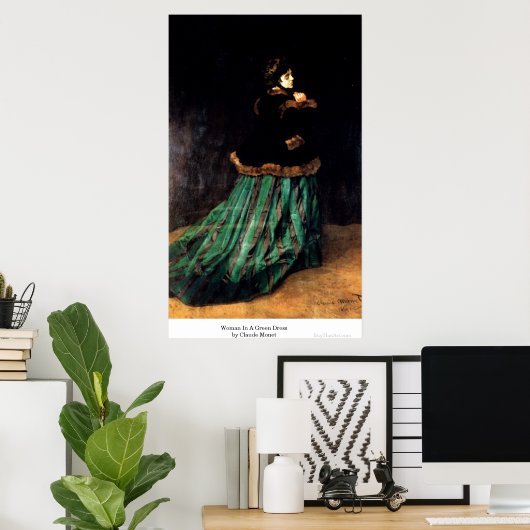 Vrouwen in een groene dress van Claude Monet Poster (Thuiskantoor)