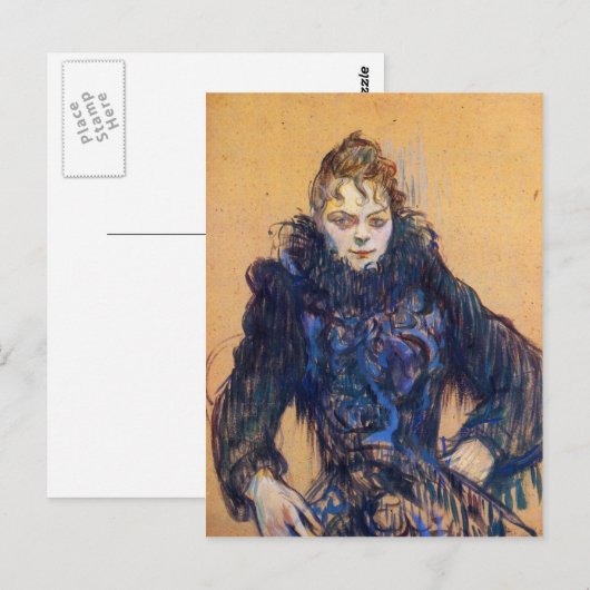 Vrouwen in een zwarte boa van Toulouse-Lautrec Briefkaart (Voorkant / Achterkant)