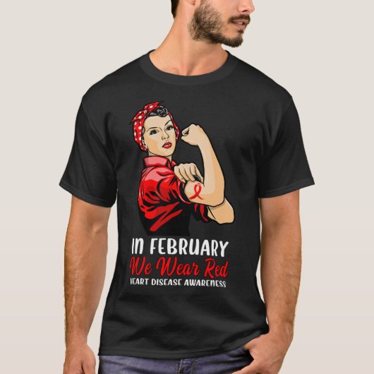 Vrouwen in februari Draag we rood - hartziekte AWA T-shirt (Voorkant)