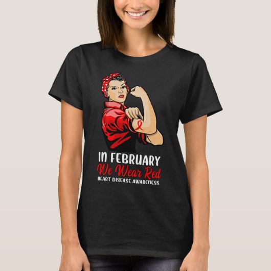 Vrouwen in februari Draag we rood - hartziekte AWA T-shirt (Voorkant)