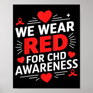 Vrouwen in februari dragen rood Chd-bewustzijn Har Poster