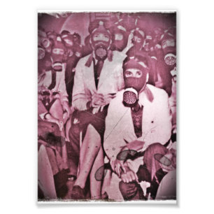 Vrouwen in gasmaskers foto afdruk