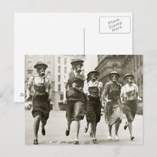  vrouwen in gasmaskers Tweede Wereldoorlog Briefkaart (Voorkant / Achterkant)