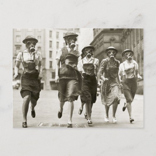  vrouwen in gasmaskers Tweede Wereldoorlog Briefkaart (Voorkant)