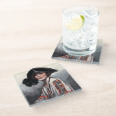 Vrouwen in geborduurde Blouse Glazen Onderzetter (Schuin)