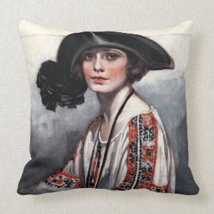 Vrouwen in geborduurde Blouse Kussen