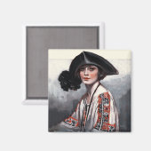 Vrouwen in geborduurde Blouse Magneet (Voorkant / Achterkant)