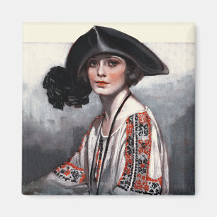 Vrouwen in geborduurde Blouse Magneet