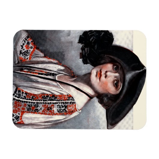 Vrouwen in geborduurde Blouse Magneet (Horizontaal)