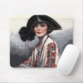 Vrouwen in geborduurde Blouse Muismat (Met muis)