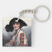 Vrouwen in geborduurde Blouse Sleutelhanger (Achterkant)