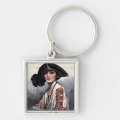 Vrouwen in geborduurde Blouse Sleutelhanger (Voorkant)