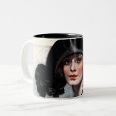 Vrouwen in geborduurde Blouse Tweekleurige Koffiemok (Voorkant links)