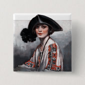 Vrouwen in geborduurde Blouse Vierkante Button 5,1 Cm (Voorkant)