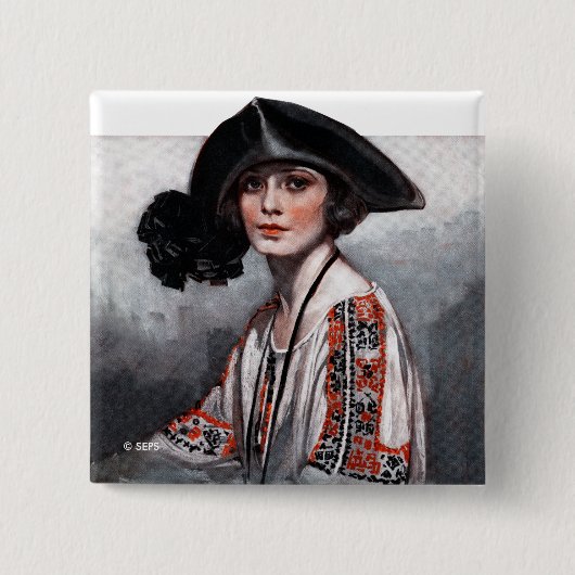 Vrouwen in geborduurde Blouse Vierkante Button 5,1 Cm (Voorkant)