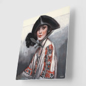 Vrouwen in geborduurde Blouse Vierkante Klok (Hoek)