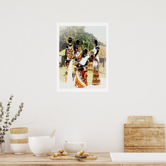 Vrouwen in het Afrikaanse stammendorp Poster (Keuken)