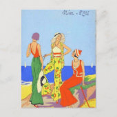 Vrouwen in het fashioneerbare strand van de pyjama briefkaart (Voorkant)