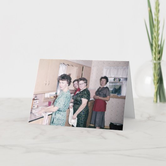 Vrouwen in het Retro Wenskaart van de Keuken Kaart (Voorkant)