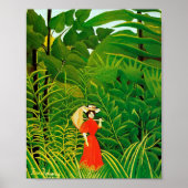 Vrouwen in het rood in het bos door Henri Rousseau Poster (Voorkant)